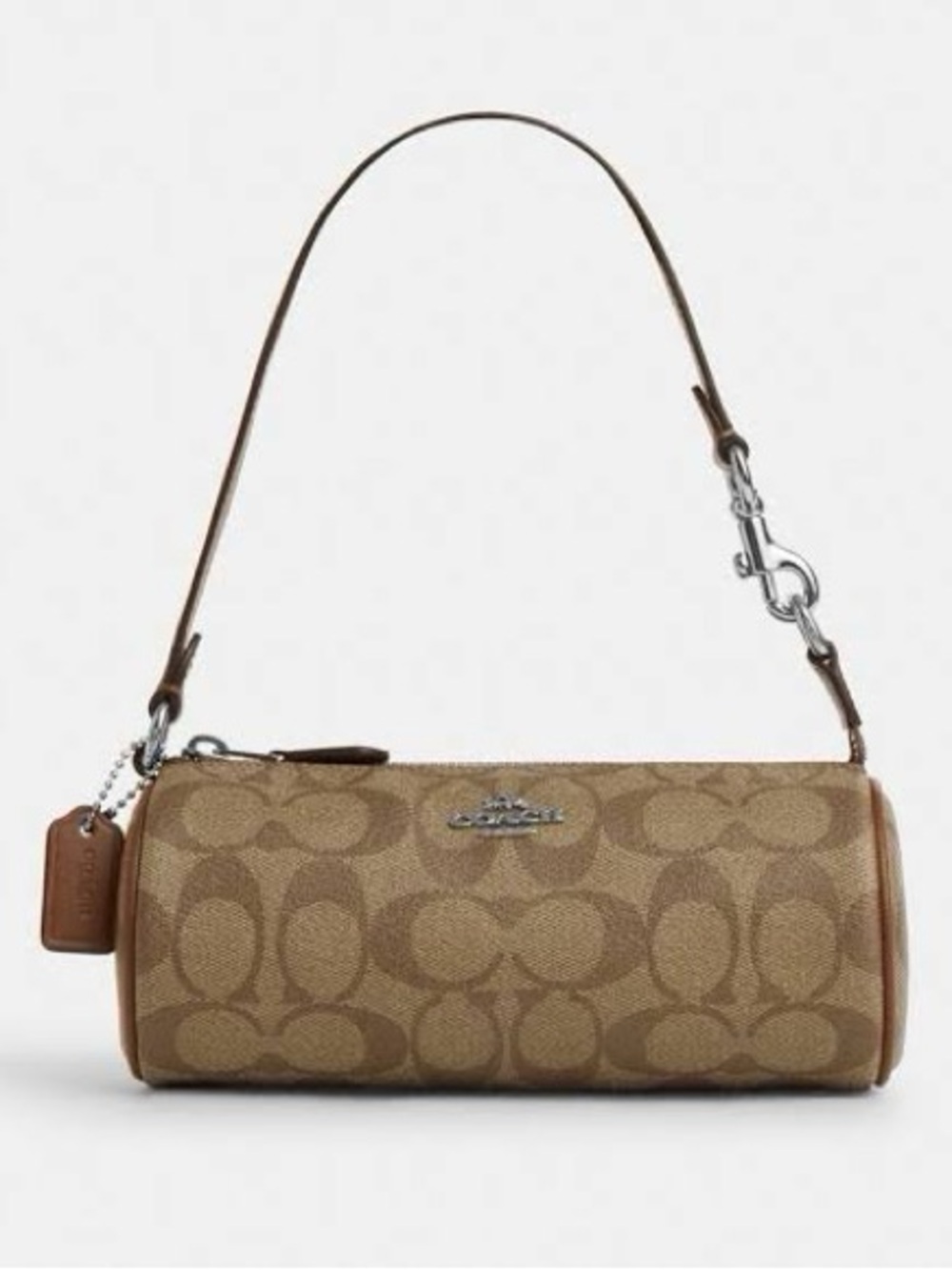 Coach Nolita Signature Canvas Small Barrel Shoulder Bag in Khaki/Saddle CP475